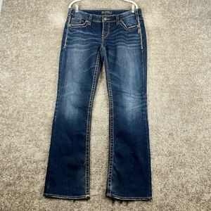 Silver Jeans Co. Aiko Bootcut Women's 31/33 Blue Whiskers Dark Wash Low Rise
